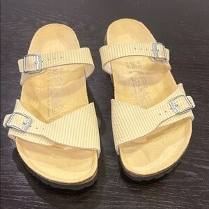 Birki’s - Yellow Striped Women's Sandals - size 7 (runs a little big) **Like New